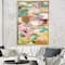 Designart - Abstract Pastel Flower Painting with Pink and Blue - Cabin & Lodge Canvas in Gold Frame